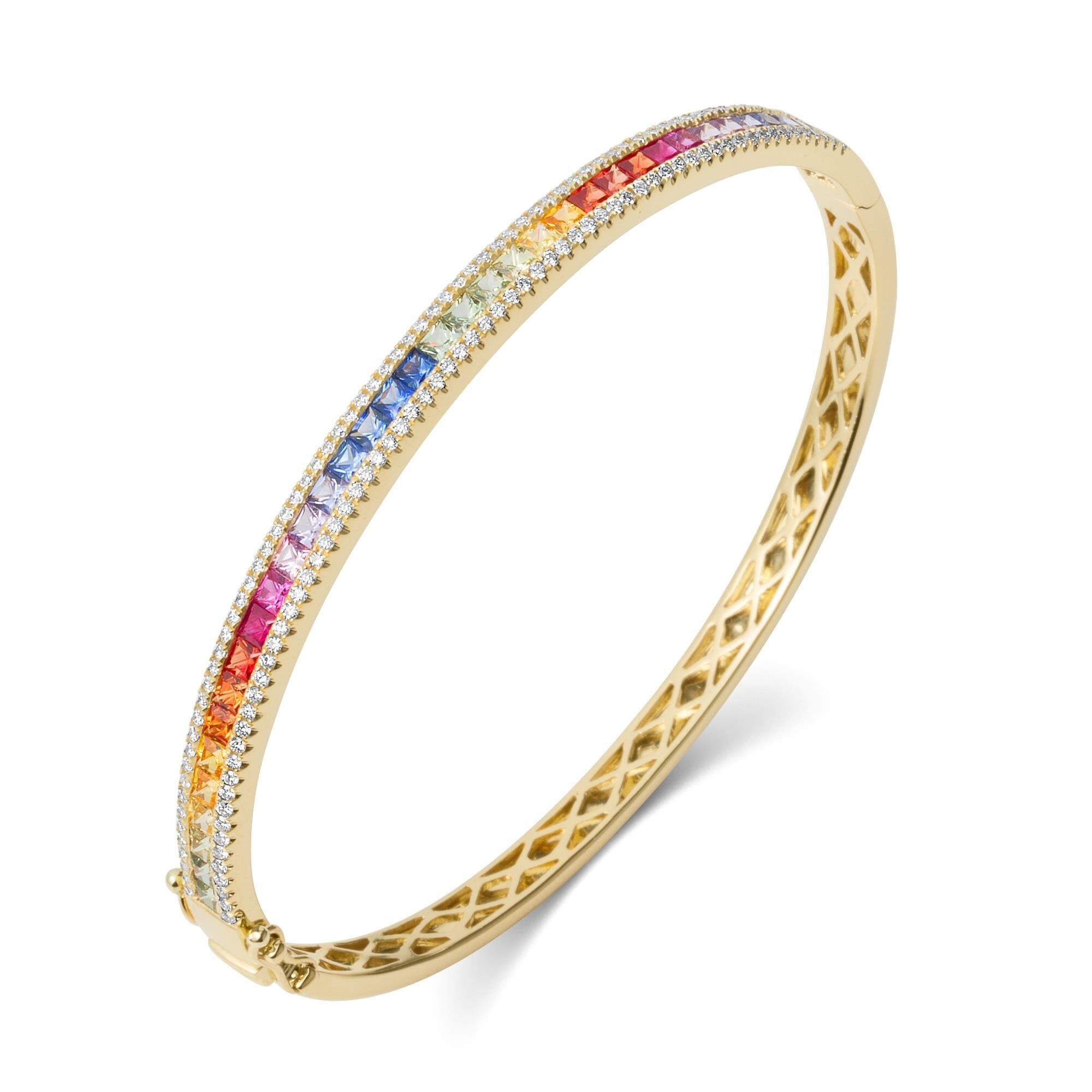 Rainbow Sapphire & Diamond Bangle Jewelry Xclusive Diamonds 