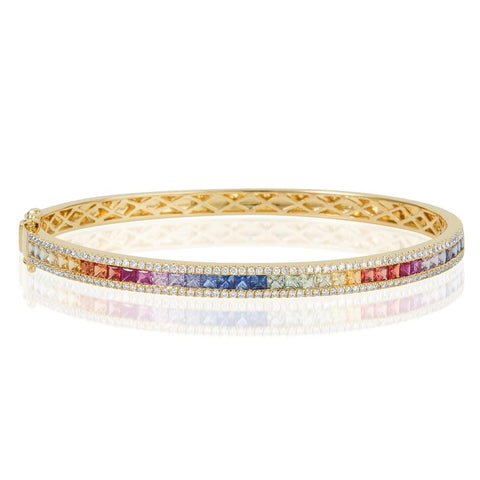 Rainbow Sapphire & Diamond Bangle Jewelry Xclusive Diamonds 
