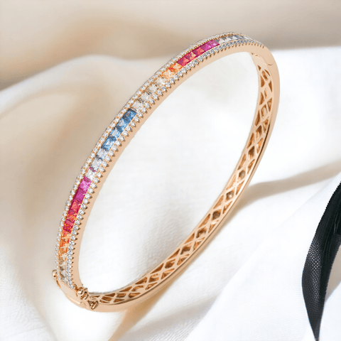 Rainbow Sapphire & Diamond Bangle Jewelry Xclusive Diamonds 18K Rose Gold 14 FG Vs