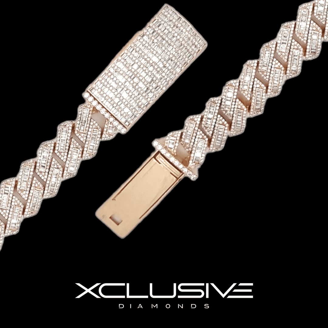 15mm Baguette Diamond Set Cuban Bracelet Xclusive Diamonds 