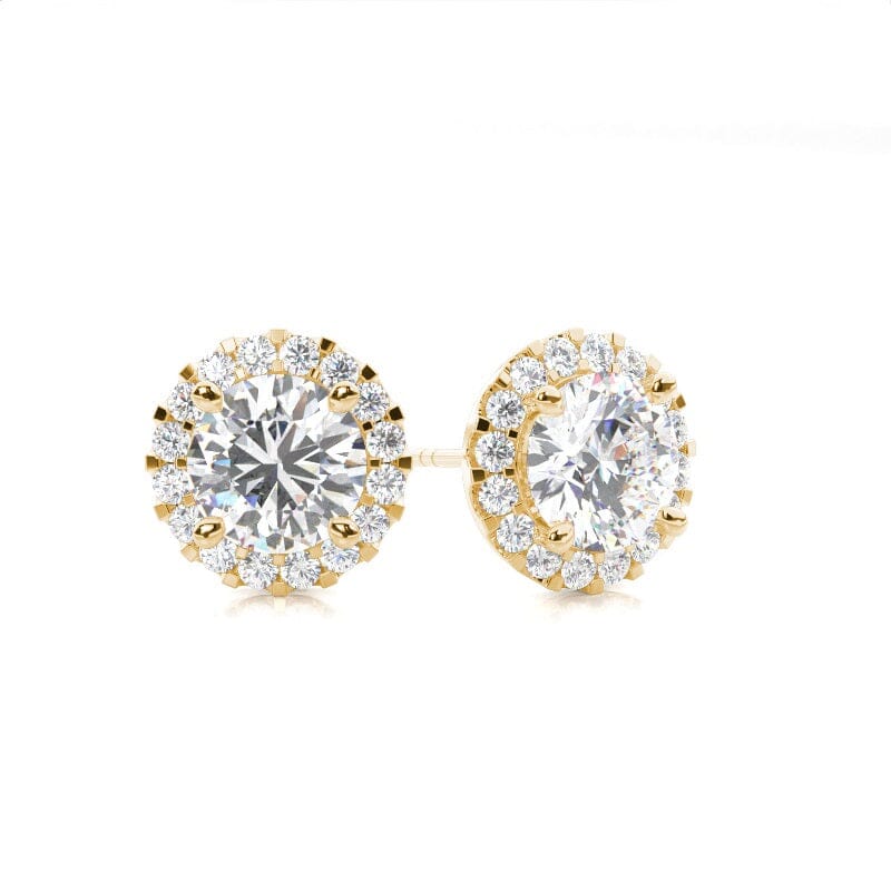 0.60ct Diamond Halo Earrings Earrings Xclusive Diamonds 9K Yellow Gold HI Si 