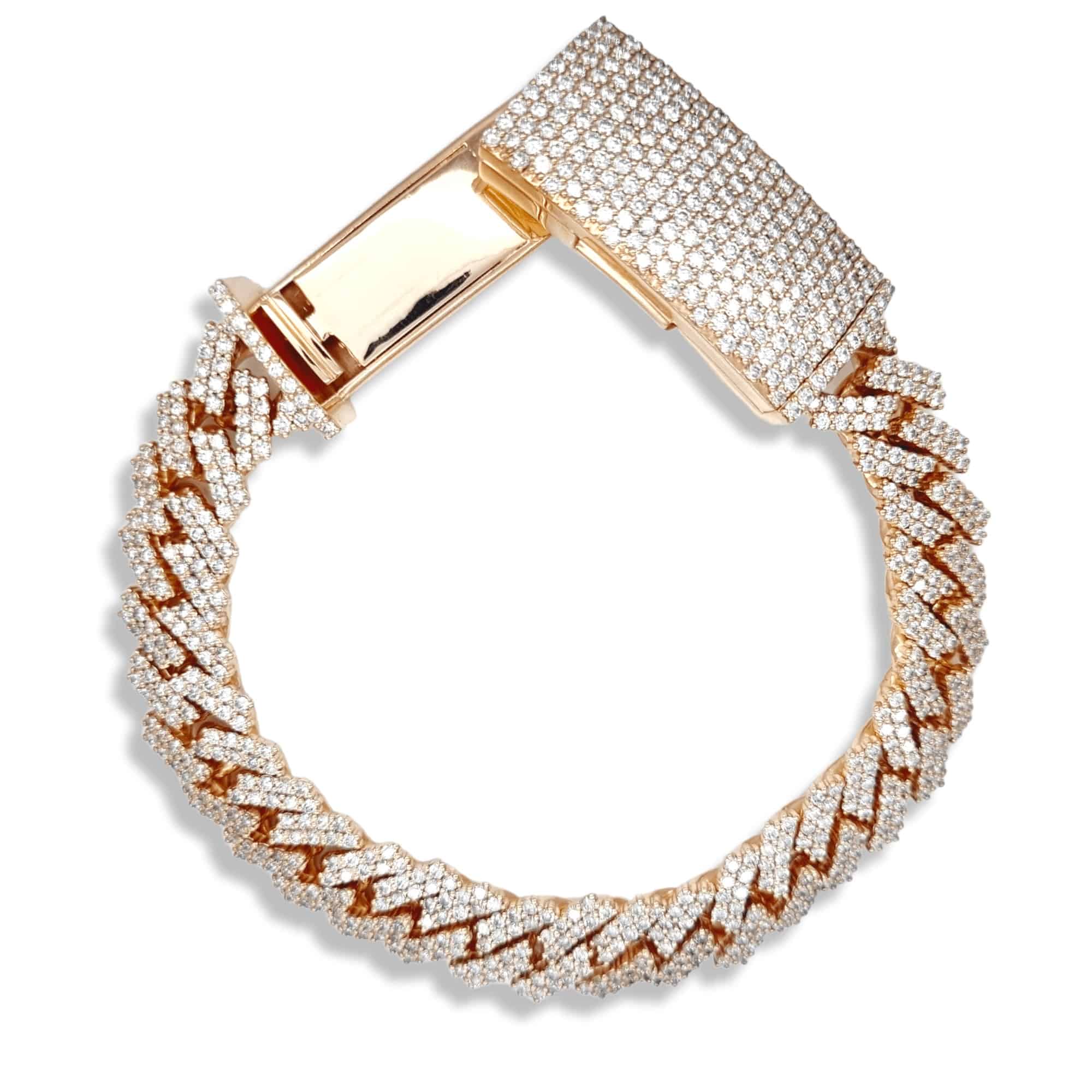 15mm Diamond Set Cuban Bracelet Xclusive Diamonds 9K Rose Gold HI Si 
