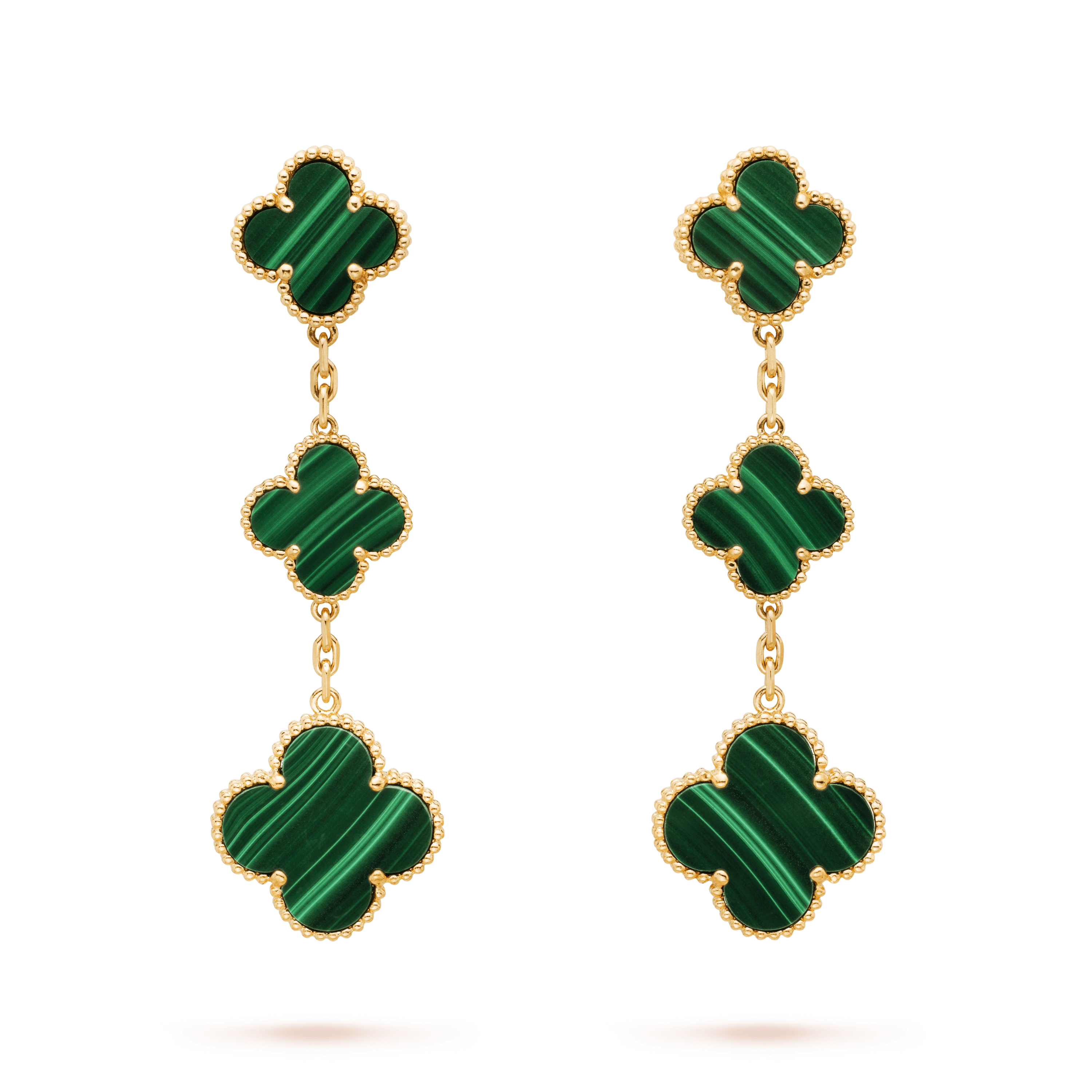 Alhambra Drop Earrings - Malachite 3 Motifs Xclusive Diamonds 