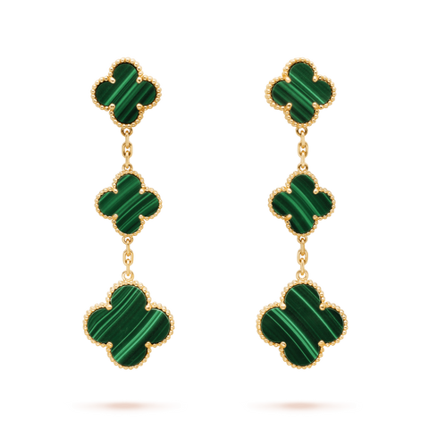 Alhambra Drop Earrings - Malachite 3 Motifs Xclusive Diamonds 