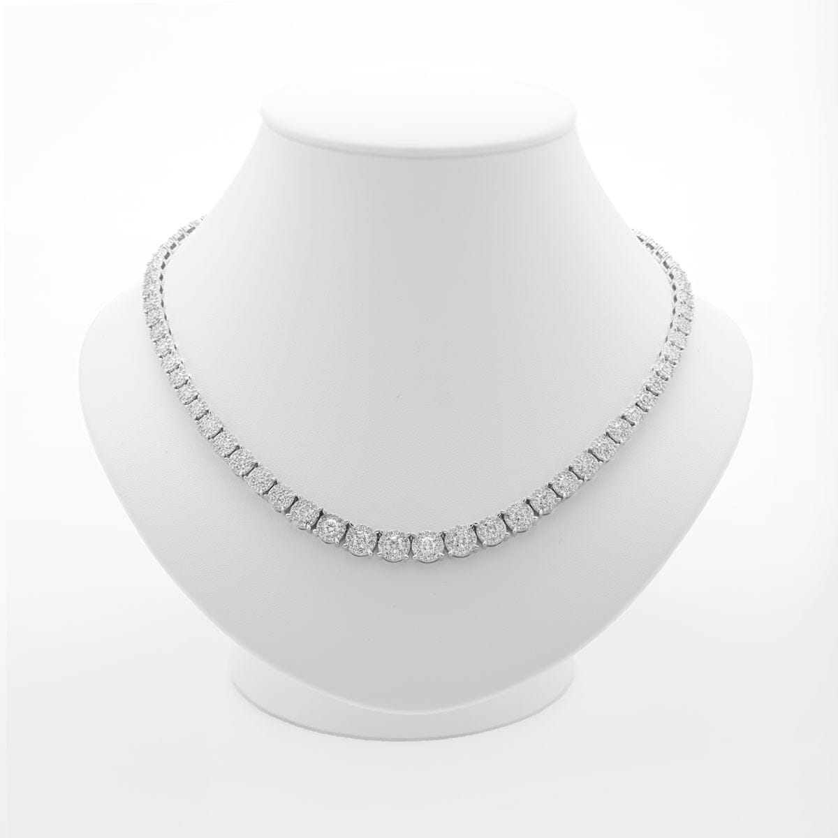 16.00ct Graduated Halo Diamond Necklace Xclusive Diamonds 