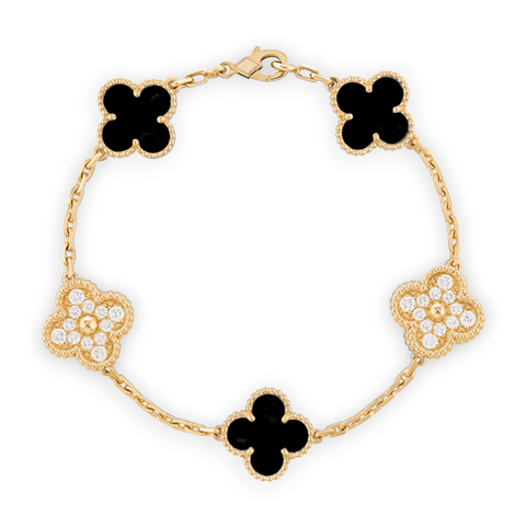 Alhambra Bracelet - Onyx with Gold and Diamonds Xclusive Diamonds 