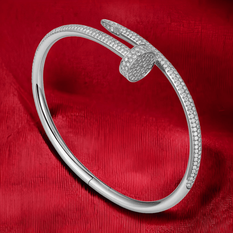 Diamond Nail Bangle (Half Set) Bracelets Xclusive Diamonds 14K White Gold HI Si 