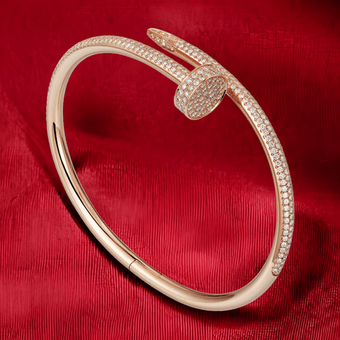 Diamond Nail Bangle (Half Set) Bracelets Xclusive Diamonds 14K Rose Gold HI Si 