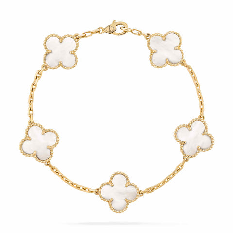 Alhambra Bracelet - Mother of Pearl Xclusive Diamonds 18K Yellow Gold 