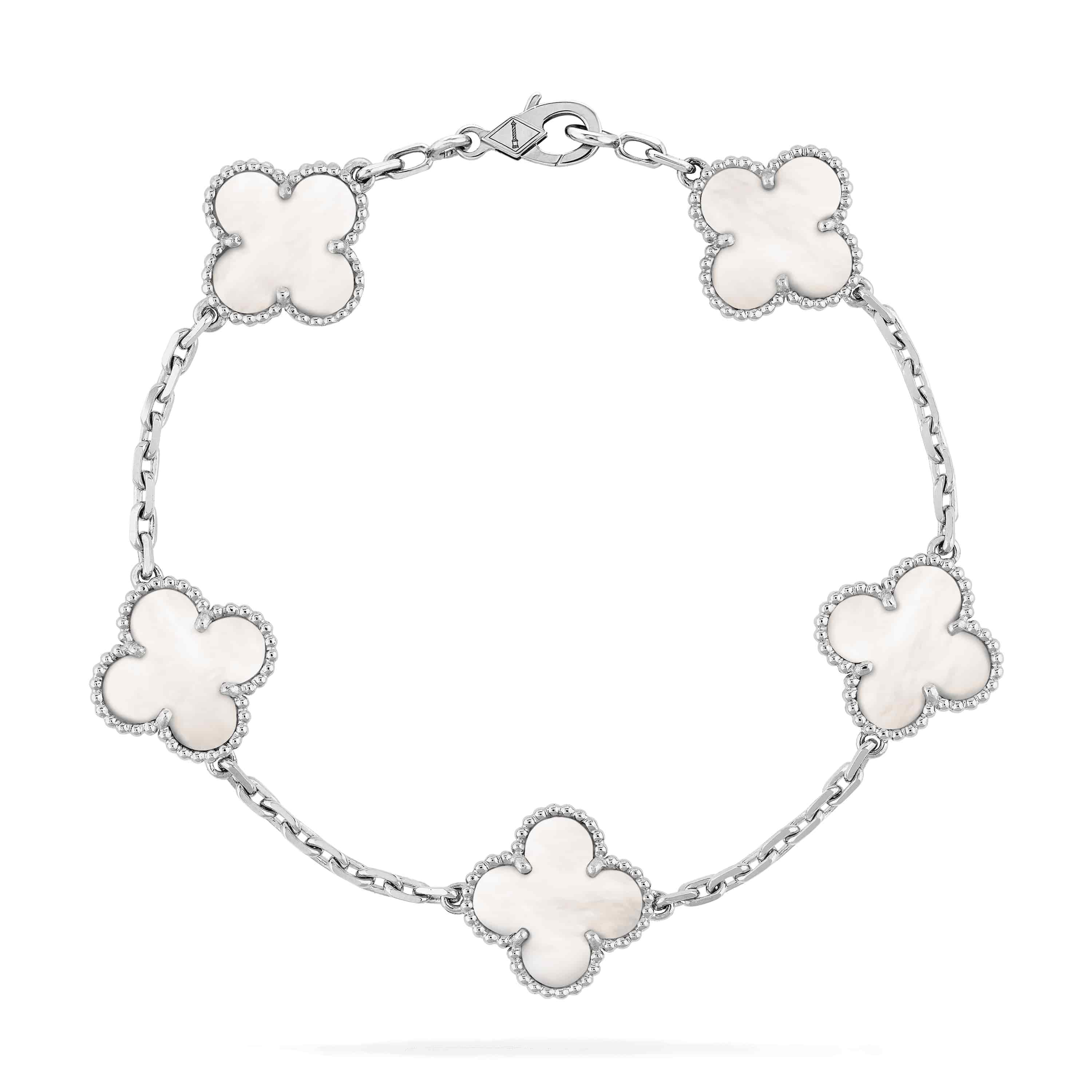 Clover Bracelet Clover Necklace 5 Motifs Gold Black and Pearl