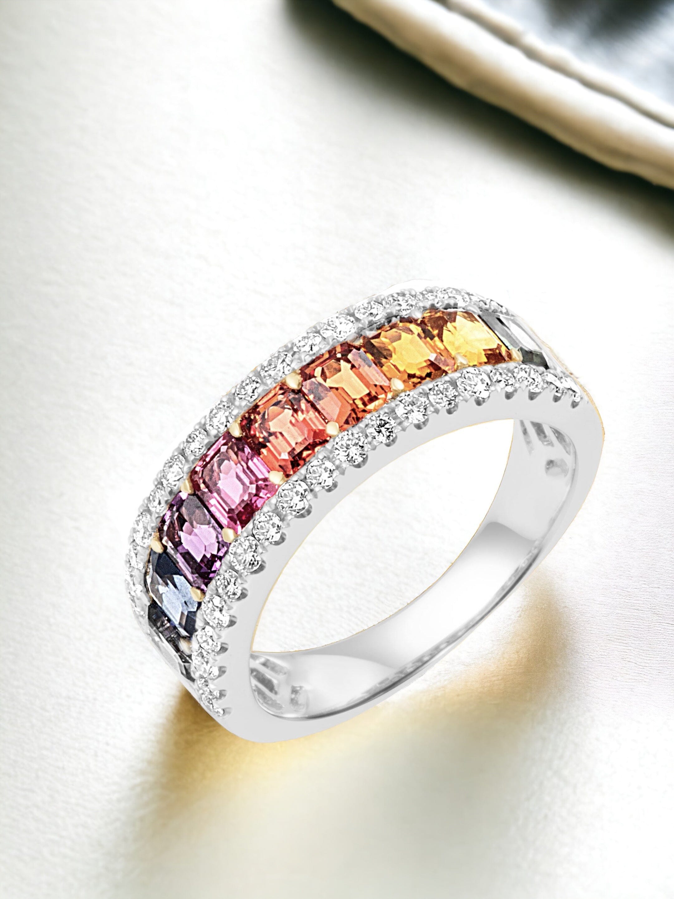 Rainbow Sapphire & Diamond Ring Jewelry Xclusive Diamonds 