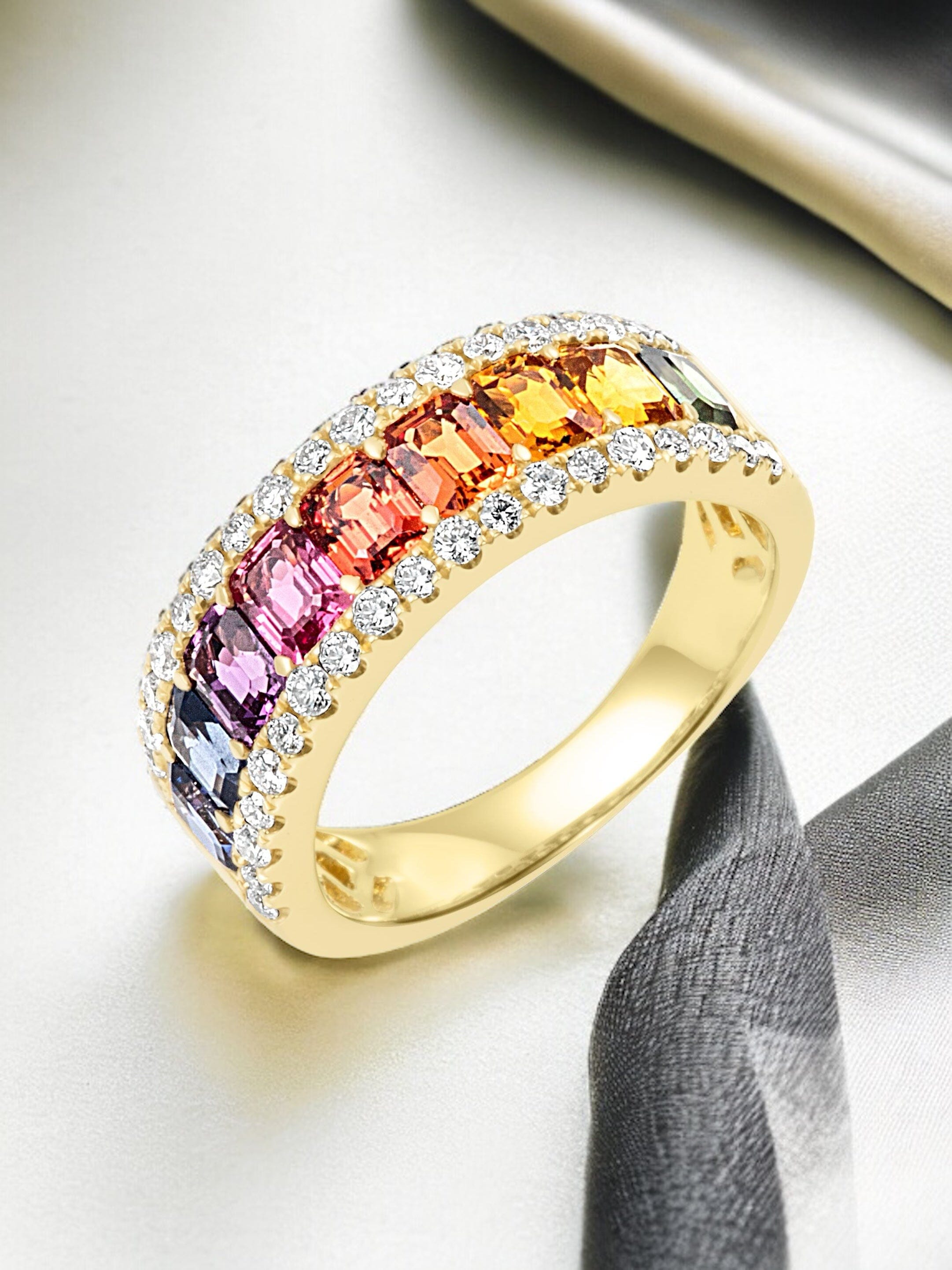 Rainbow Sapphire & Diamond Ring Jewelry Xclusive Diamonds 