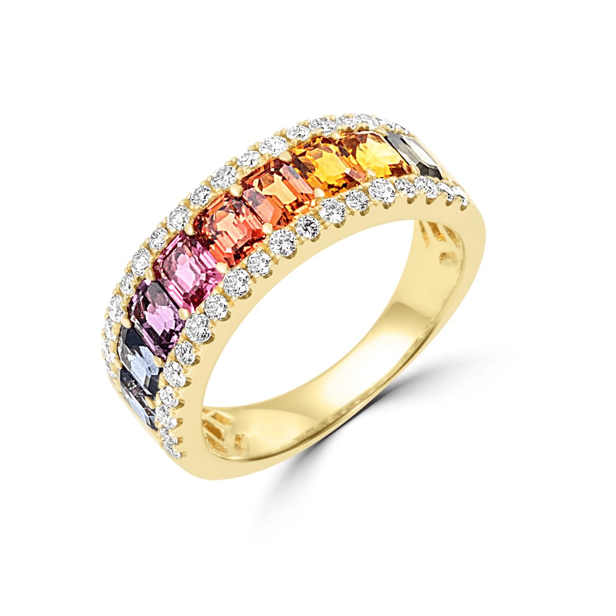 Rainbow Sapphire & Diamond Ring Jewelry Xclusive Diamonds 