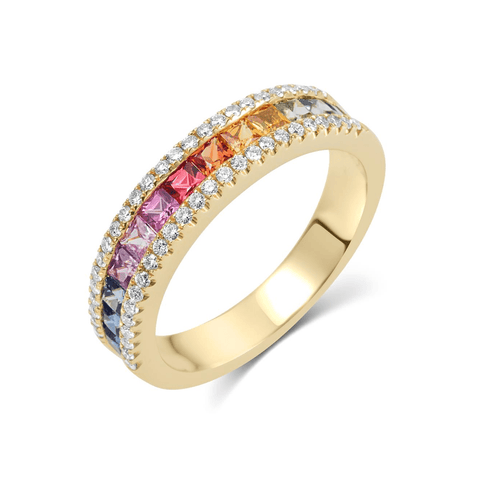 Rainbow Sapphire & Diamond Ring Jewelry Xclusive Diamonds 