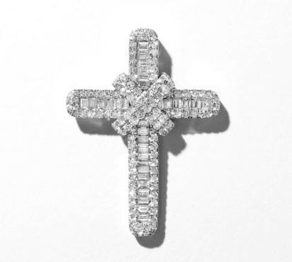 Xclusive Classic Baguette Cross Pendant 1.5" Jewelry Xclusive Diamonds 