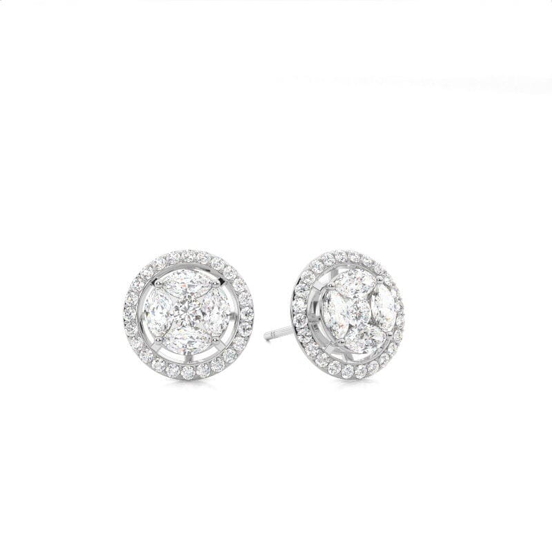 0.75ct Illusion Set Diamond Halo Earrings Earrings Xclusive Diamonds 9K White Gold HI Si 