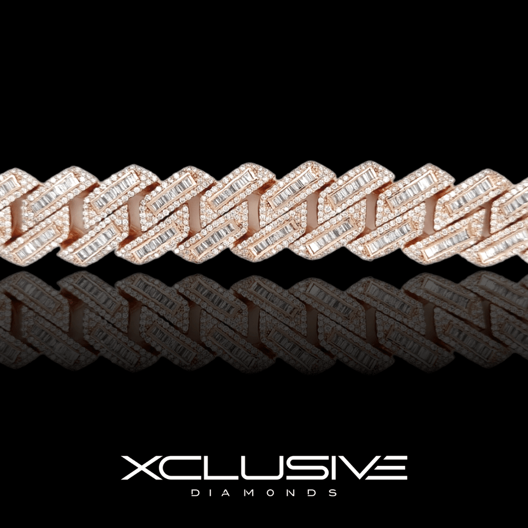 15mm Baguette Diamond Set Cuban Bracelet Xclusive Diamonds 