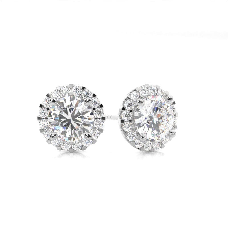 0.60ct Diamond Halo Earrings Earrings Xclusive Diamonds 9K White Gold HI Si 