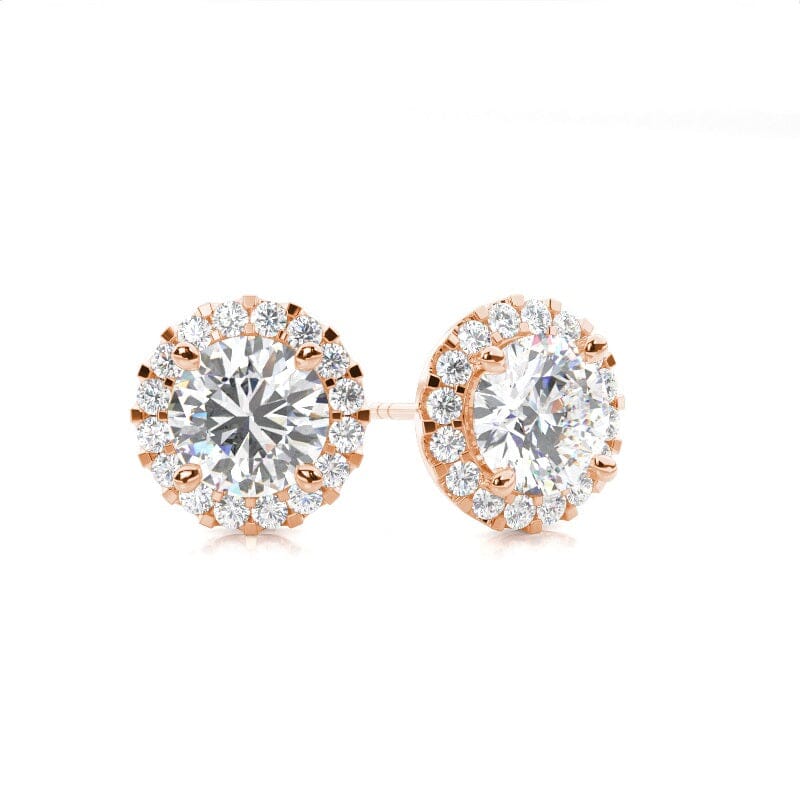 0.60ct Diamond Halo Earrings Earrings Xclusive Diamonds 9K Rose Gold HI Si 