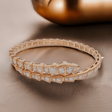 3.50ct Serpenti Diamond Bangle Xclusive Diamonds 9K Rose Gold HI Si 