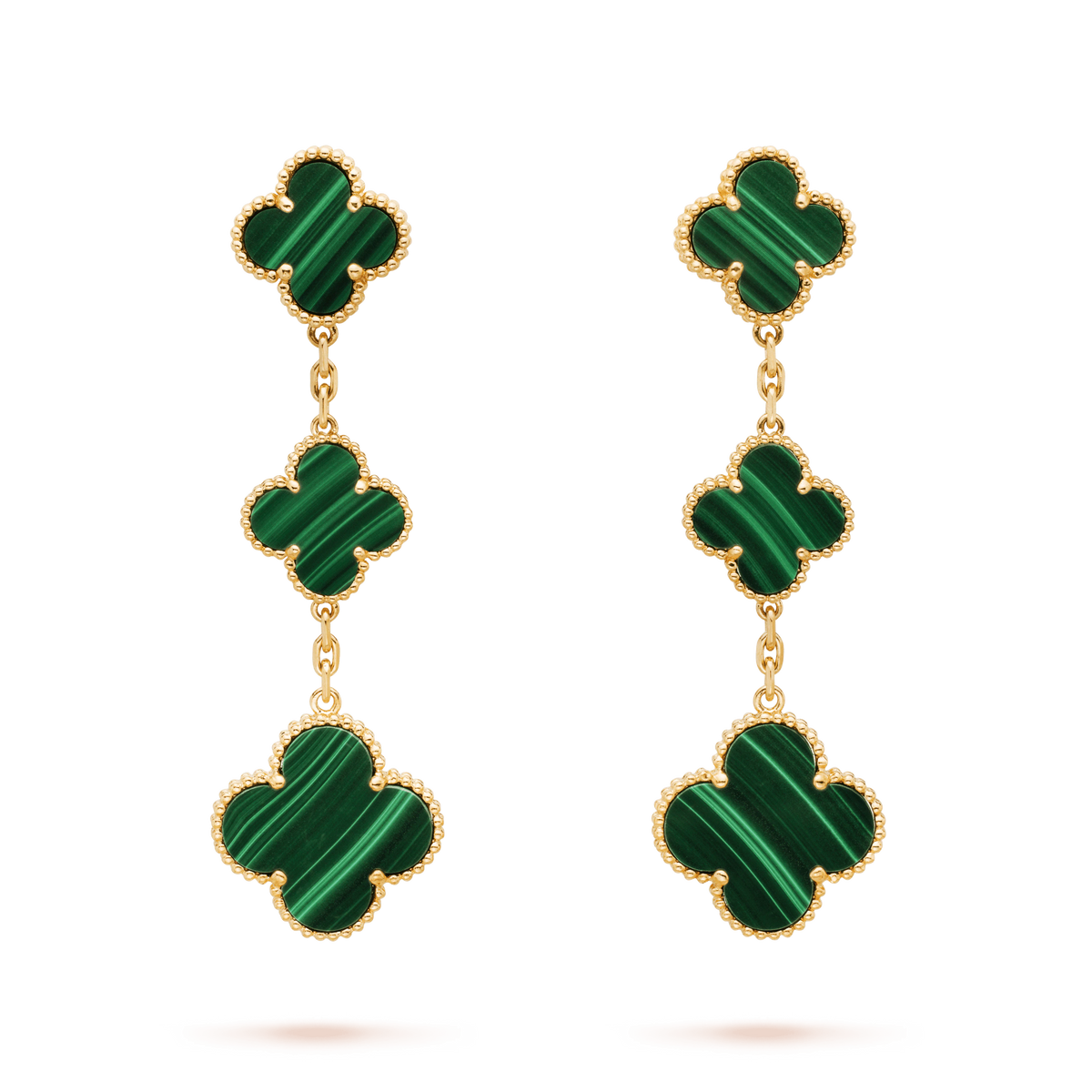 Alhambra Drop Earrings - Malachite 3 Motifs Xclusive Diamonds 