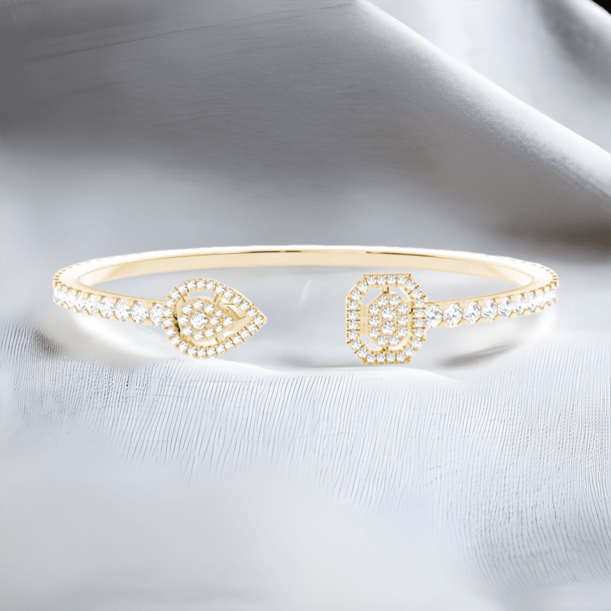 2.75ct Prong Set Bangle Xclusive Diamonds 9K Yellow Gold HI Si 