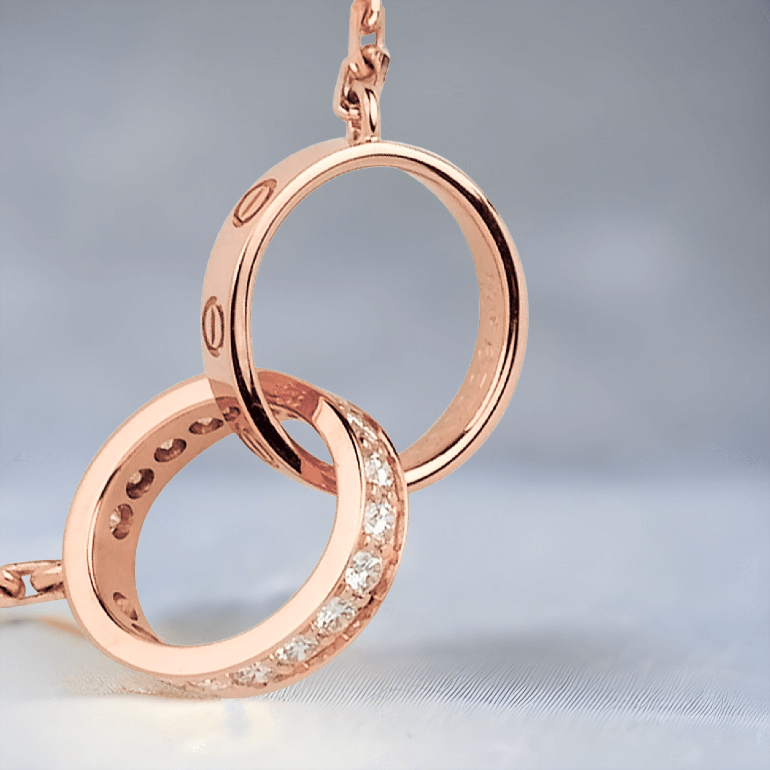 Cartier 18K Rose Gold LOVE Necklace with Diamonds