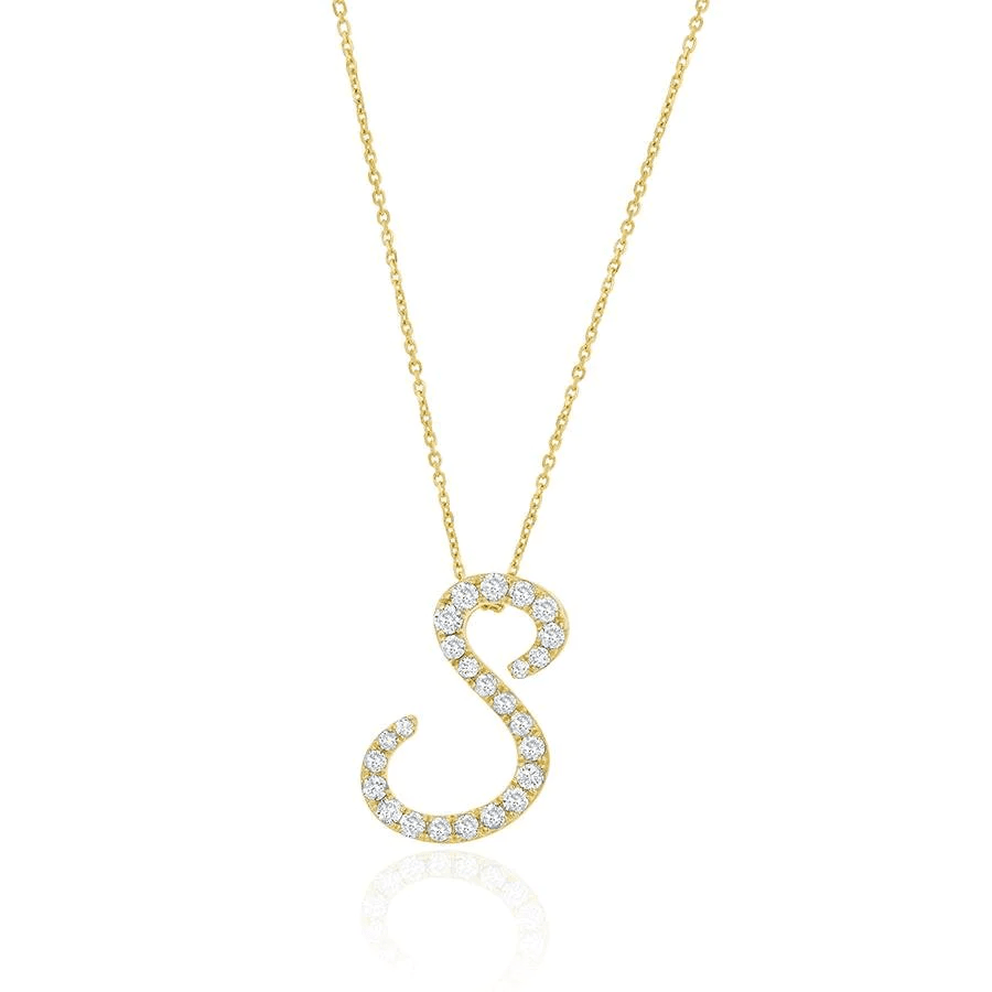 Diamond Initial Letter "S" Pendant Xclusive Diamonds 9K Yellow Gold HI Si 