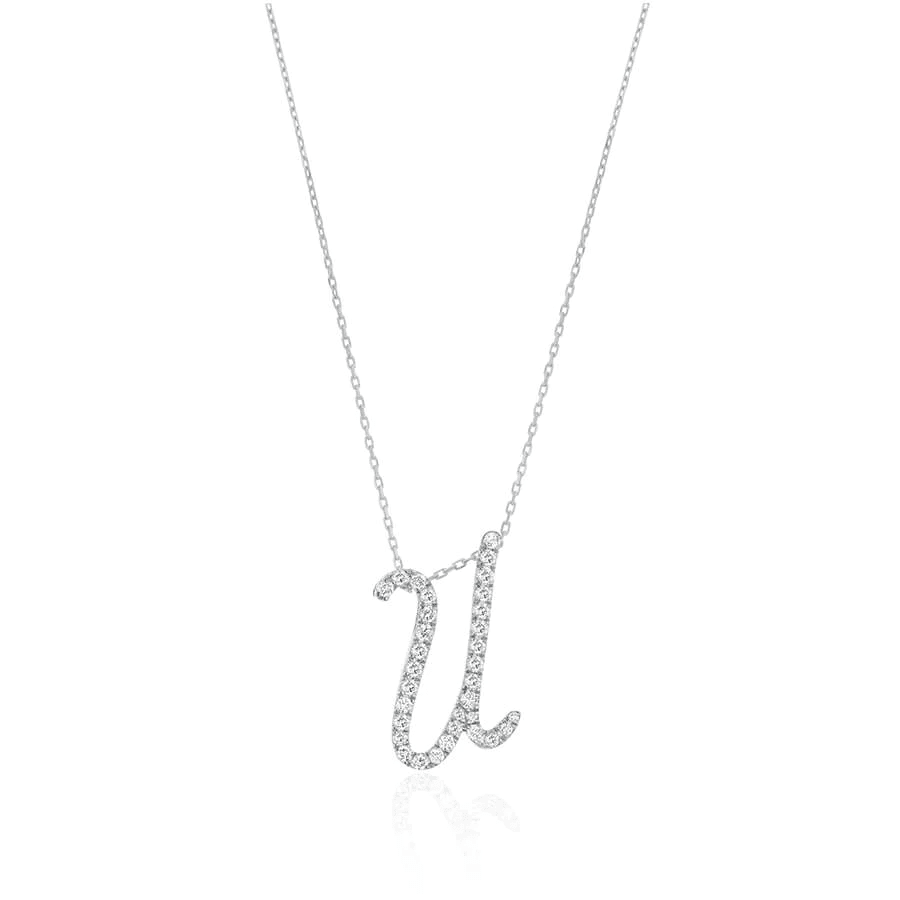 Diamond Initial Letter "U" Pendant Xclusive Diamonds 