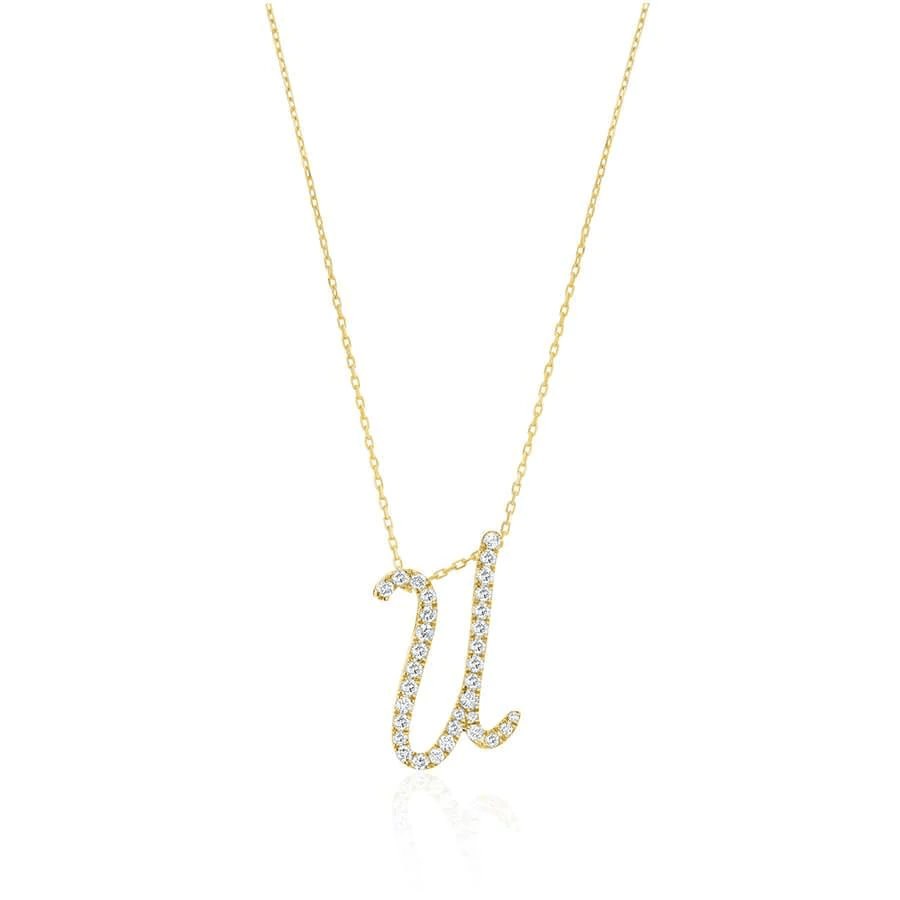 Diamond Initial Letter "U" Pendant Xclusive Diamonds 