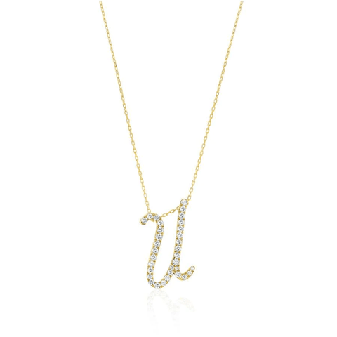 Diamond Initial Letter "U" Pendant Xclusive Diamonds 