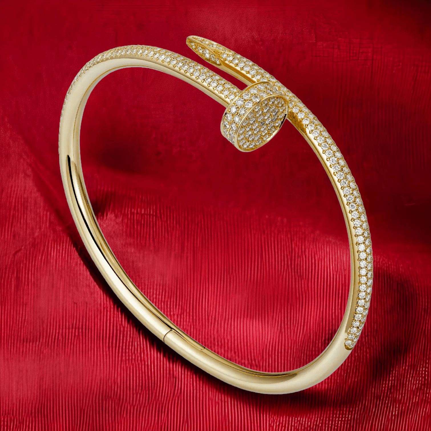 Diamond Nail Bangle (Half Set) Bracelets Xclusive Diamonds 14K Yellow Gold HI Si 